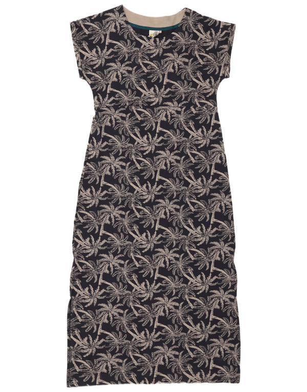 WEIRD FISH Womens Abstract Pattern Maxi Dress UK 14 Large Navy Blue Cotton