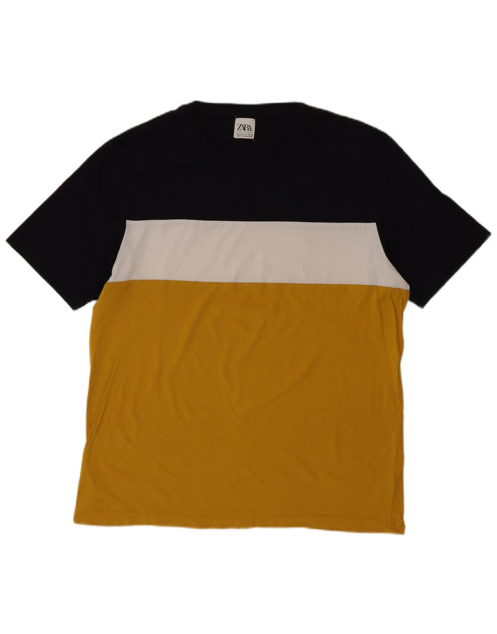 ZARA Mens T-Shirt Top XL Multicoloured Colourblock