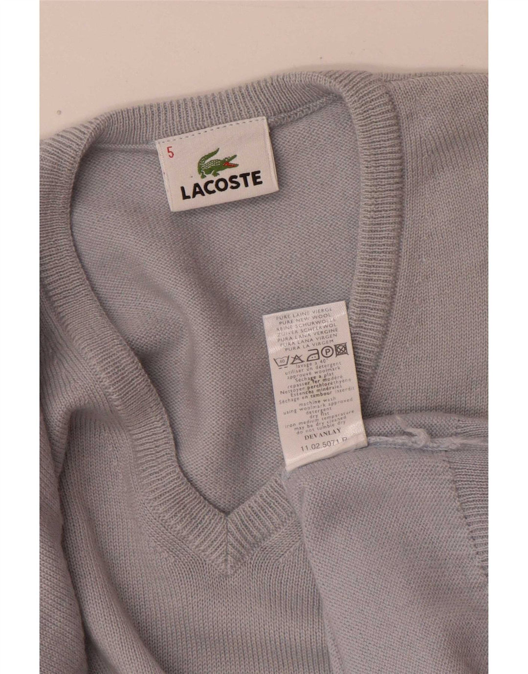 Ανδρικό πουλόβερ Lacoste με λαιμόκοψη με λαιμόκοψη, μέγεθος 5, μεγάλο μπλε παρθένο μαλλί