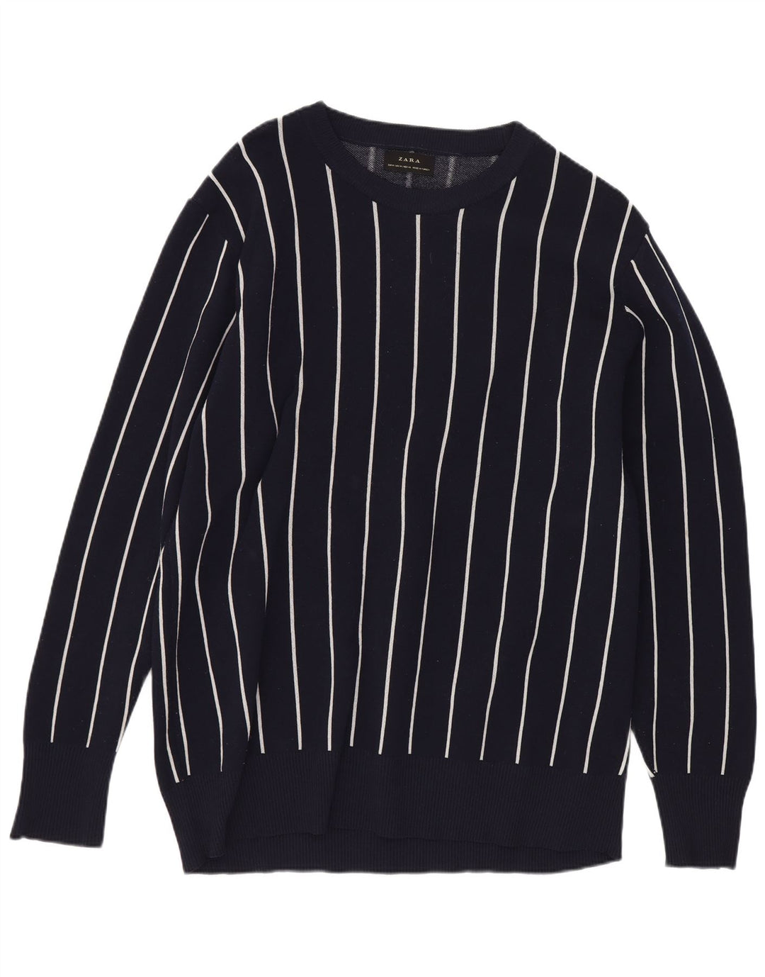 Zara Ανδρικό πουλόβερ με κανονική εφαρμογή Boat Neck Jumper Medium Navy Blue ριγέ