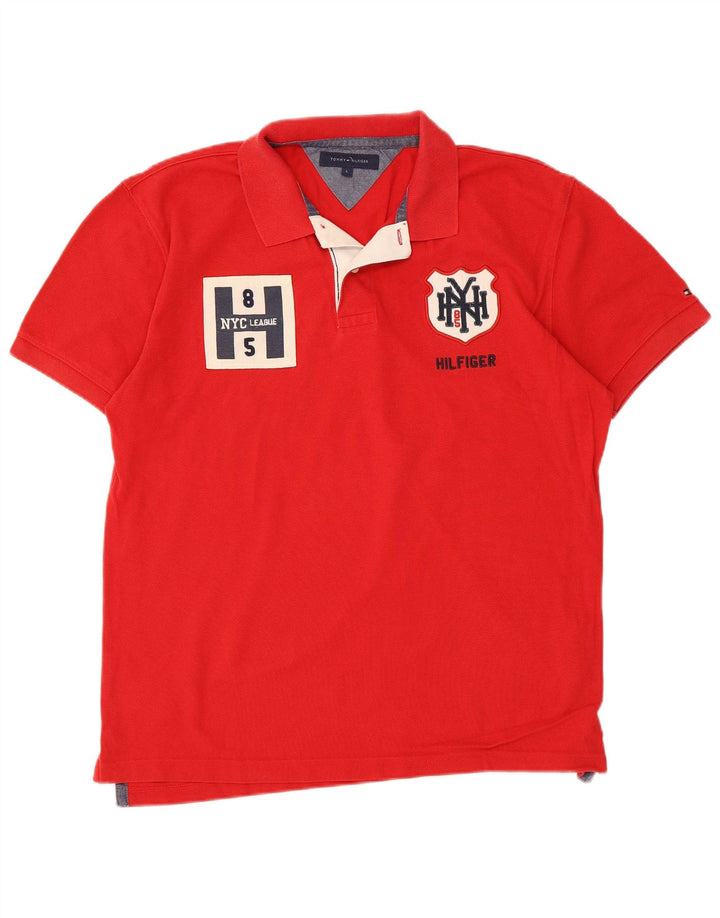 Ανδρικό γραφικό πόλο μπλουζάκι Tommy Hilfiger, μεγάλο κόκκινο βαμβακερό