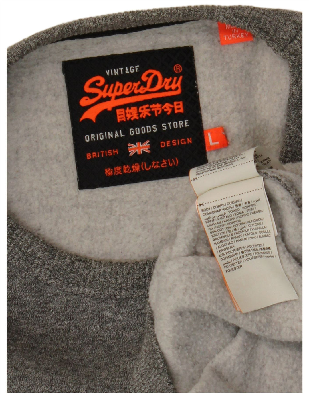 Ανδρικό γραφικό φούτερ SUPERDRY Jumper Μεγάλο γκρι βαμβακερό