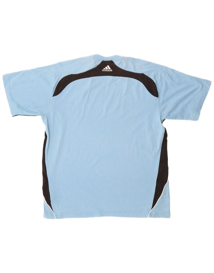 Ανδρικό T-Shirt Climalite ADIDAS Top UK 40/42 μεσαίου μπλε χρώματος βαμβακερό