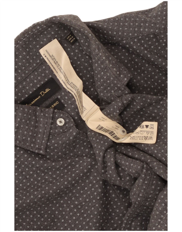 Ανδρικό πουκάμισο Massimo Dutti, μεσαίο γκρι γεωμετρικό βαμβακερό