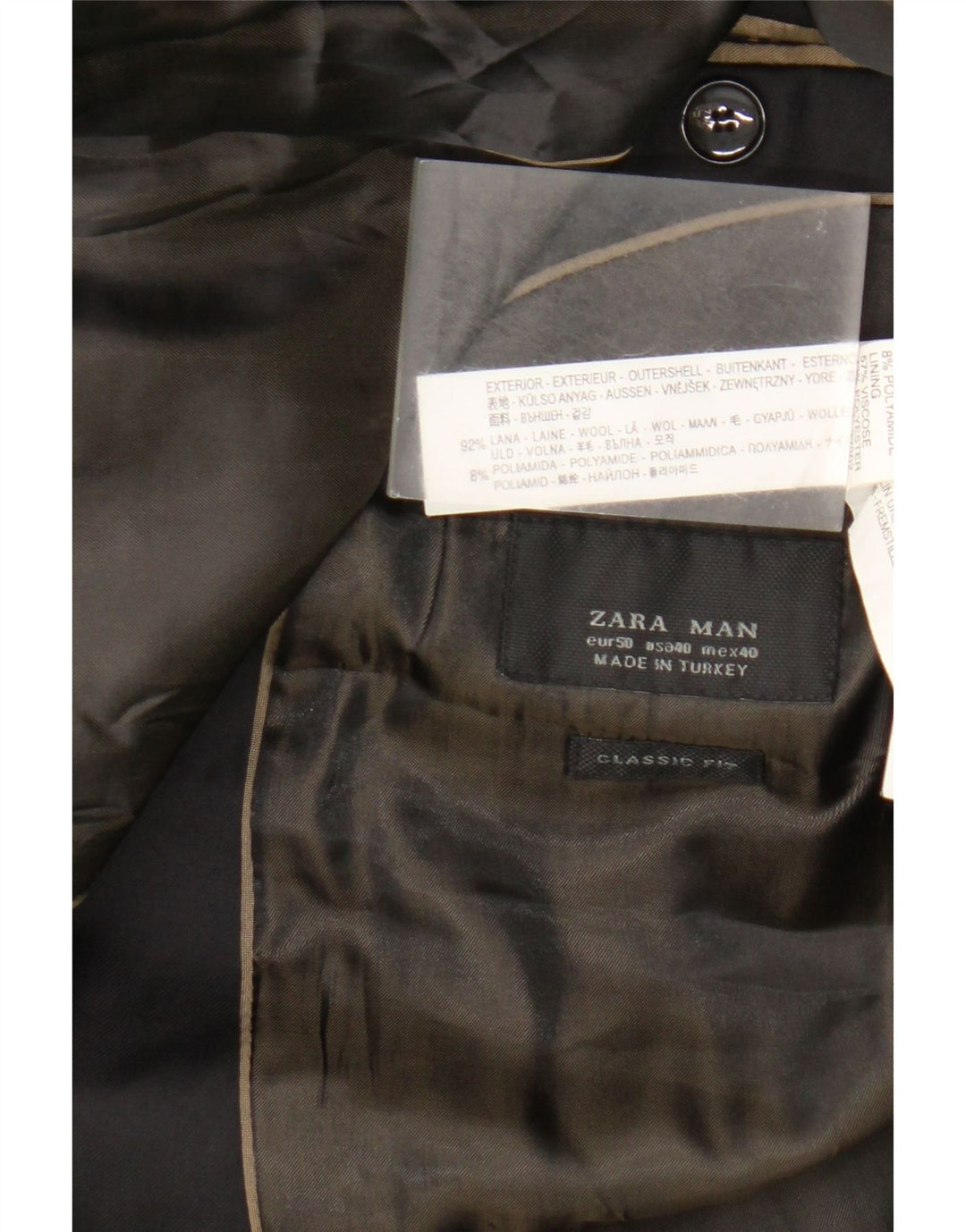 Zara Ανδρικό τζάκετ Blazer Classics 2 κουμπιών EU 50 μεσαίο μαύρο μαλλί