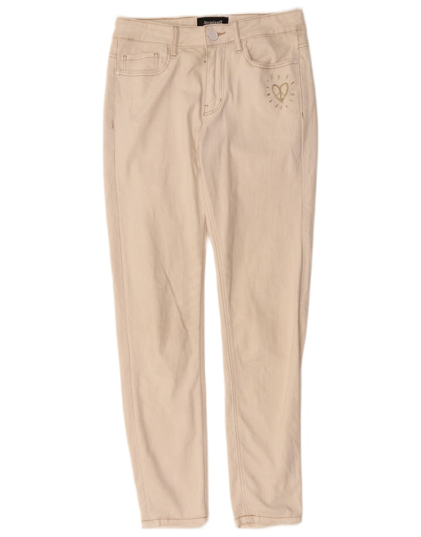 DESIGUAL Γυναικείο Slim Jeans W28 L27 Off White Βαμβακερό