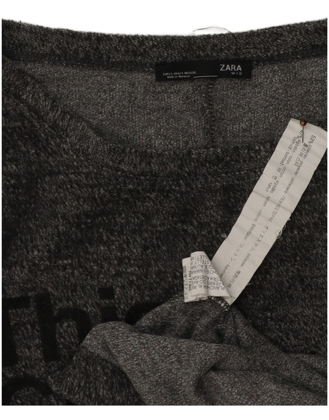 Zara γυναικεία υπερμεγέθη γραφικά μακρυμάνικο UK 8 Small Grey Flecked