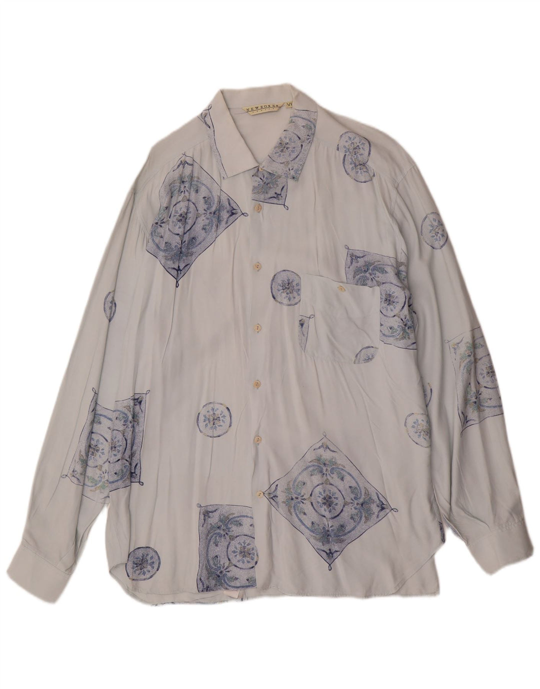 Ανδρικό πουκάμισο VINTAGE XL Μπλε γεωμετρική βισκόζη