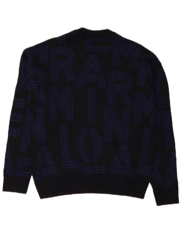 Emporio Armani Mens Graphic Crew Neck Jumper Sweater Medium Navy Blue