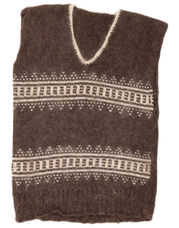 VINTAGE Ανδρικό γιλέκο Tank Top Medium Brown Fair Isle