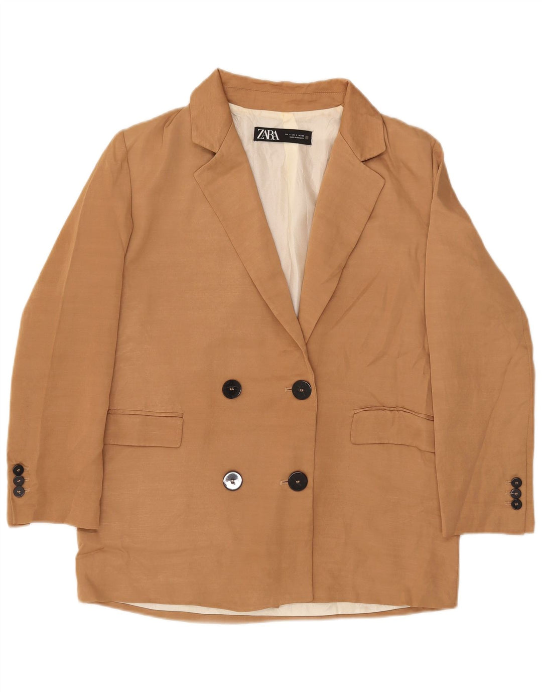 ZARA Γυναικείο μπουφάν με διπλό στήθος UK 10 Small Beige