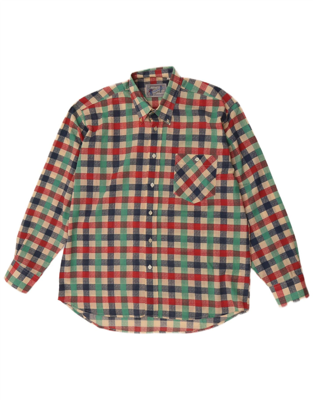 Vintage ανδρικό πουκάμισο μεγάλο πολύχρωμο Gingham Polyester