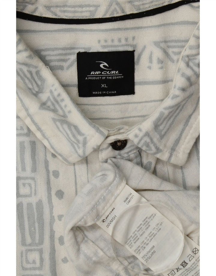 Ανδρικό κοντομάνικο πουκάμισο Rip Curl XL Λευκό γεωμετρικό βισκόζη