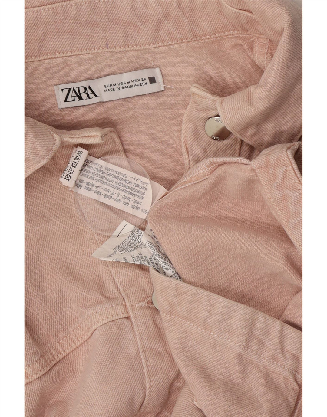 Zara Γυναικείο Τζιν Μπουφάν UK 14 Μεσαίο Ροζ Βαμβακερό