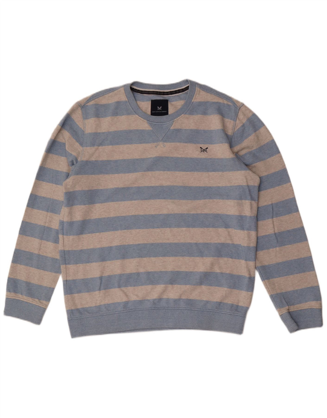 CREW CLOTHING Ανδρικό φούτερ Jumper Μεγάλο γκρι ριγέ βαμβακερό