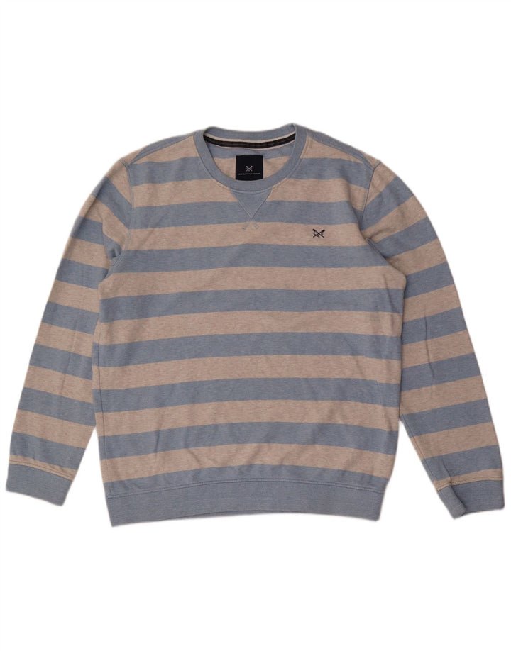 CREW CLOTHING Ανδρικό φούτερ Jumper Μεγάλο γκρι ριγέ βαμβακερό