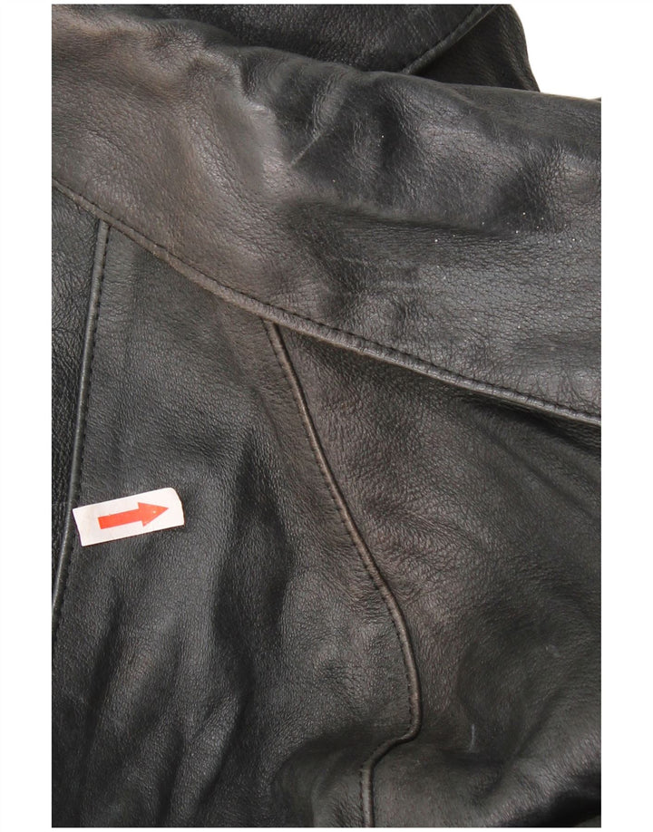 Vintage Γυναικείο Oversized Διπλό Μπουφάν IT 42 Μεσαίο Μαύρο Δερμάτινο
