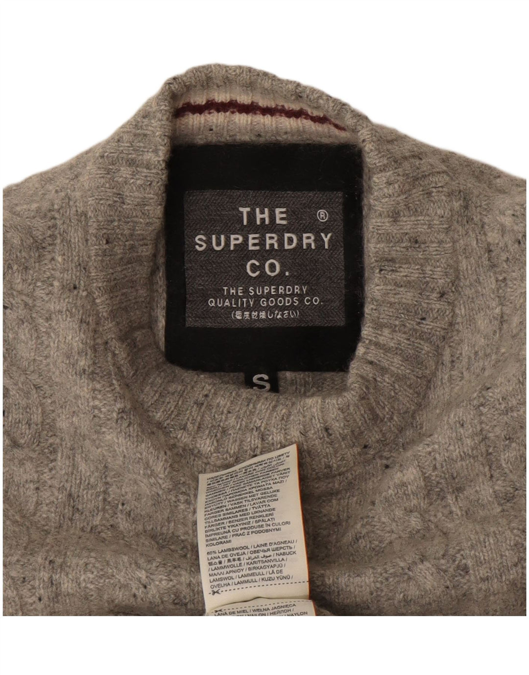 Superdry Γυναικείο πουλόβερ με λαιμόκοψη UK 10 Small Grey Wool