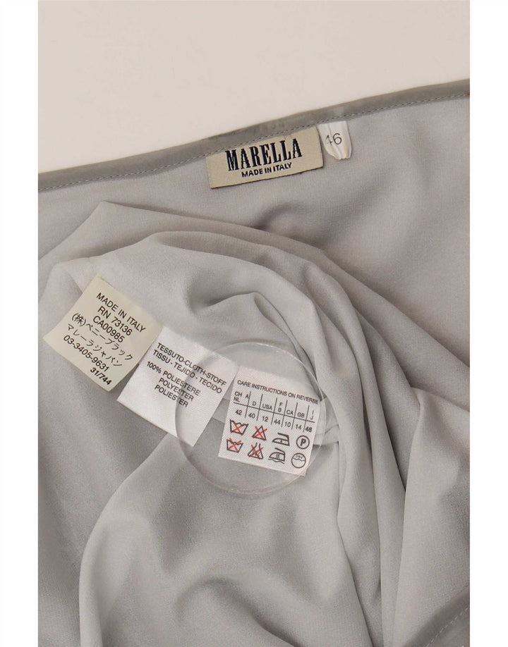 Marella Γυναικεία See Through Μπλούζα Τοπ UK 14 Large Grey Floral Polyester