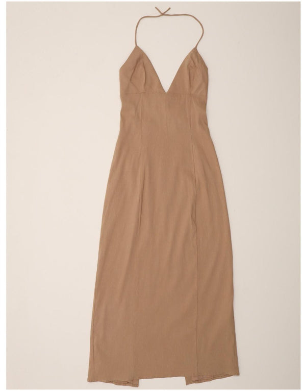 Zara Γυναικείο Φόρεμα UK 8 Μικρό Μπεζ Λινό