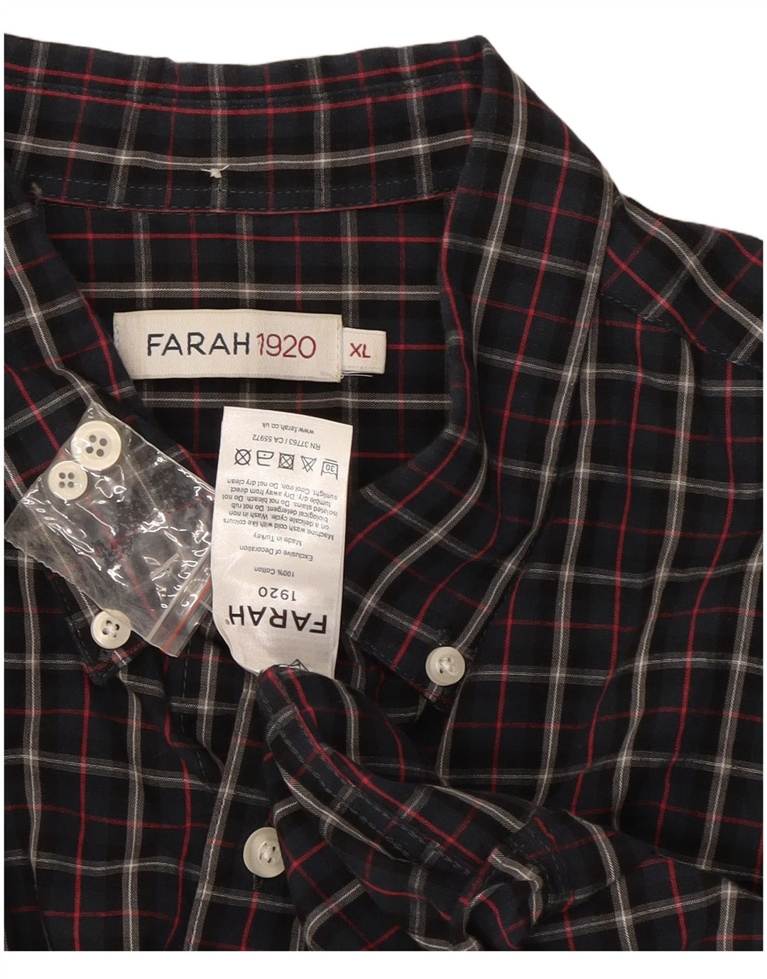 Farah Ανδρικό πουκάμισο XL Navy Blue Check Cotton