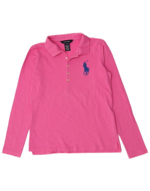 Μακρυμάνικο μπλουζάκι πόλο Ralph Lauren για κορίτσια 15-16 ετών XL ροζ βαμβακερό