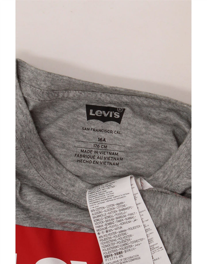 Levi's Boys Graphic T-Shirt Top 15-16 Years Grey Flecked Cotton