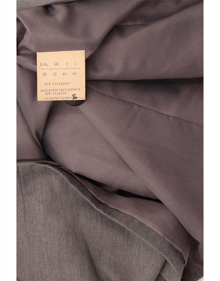Vintage γυναικείο σακάκι 1 κουμπιού Blazer UK 12 Medium Grey Floral Polyester