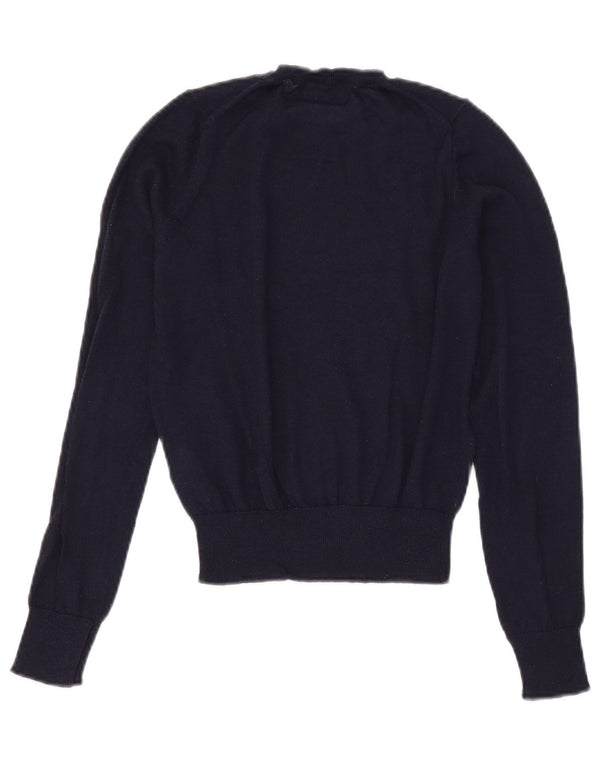 Zara Γυναικείο πουλόβερ με λαιμόκοψη Crop Crop UK 10 Small Navy Blue Polyester