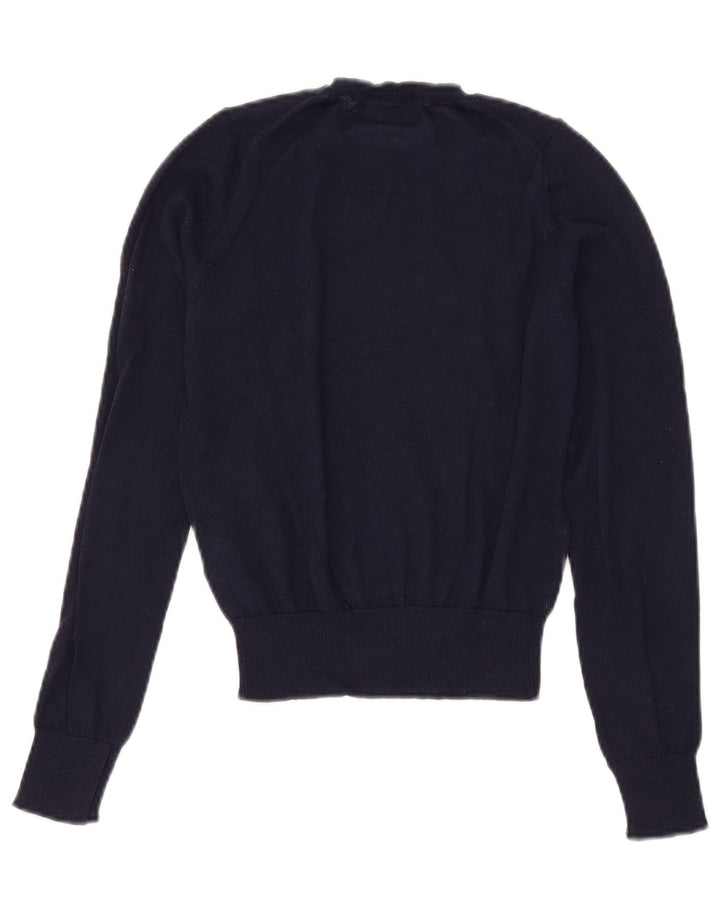 Zara Γυναικείο πουλόβερ με λαιμόκοψη Crop Crop UK 10 Small Navy Blue Polyester