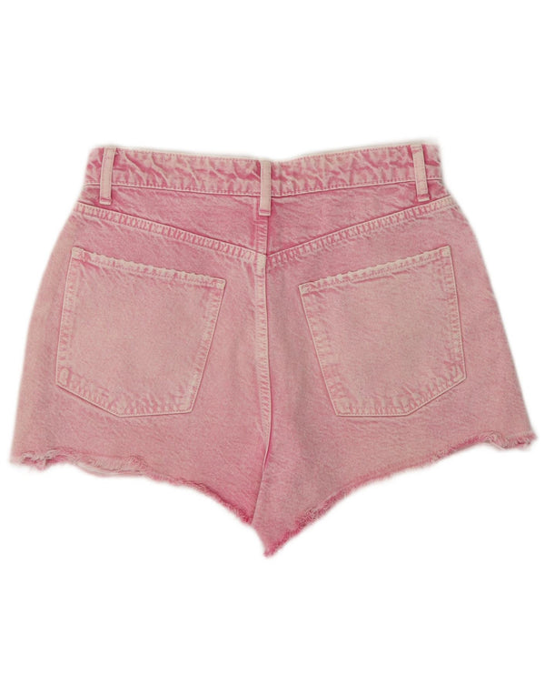 Zara Womens Acid Wash Denim Hot Pants EU 40 Medium W30 Pink