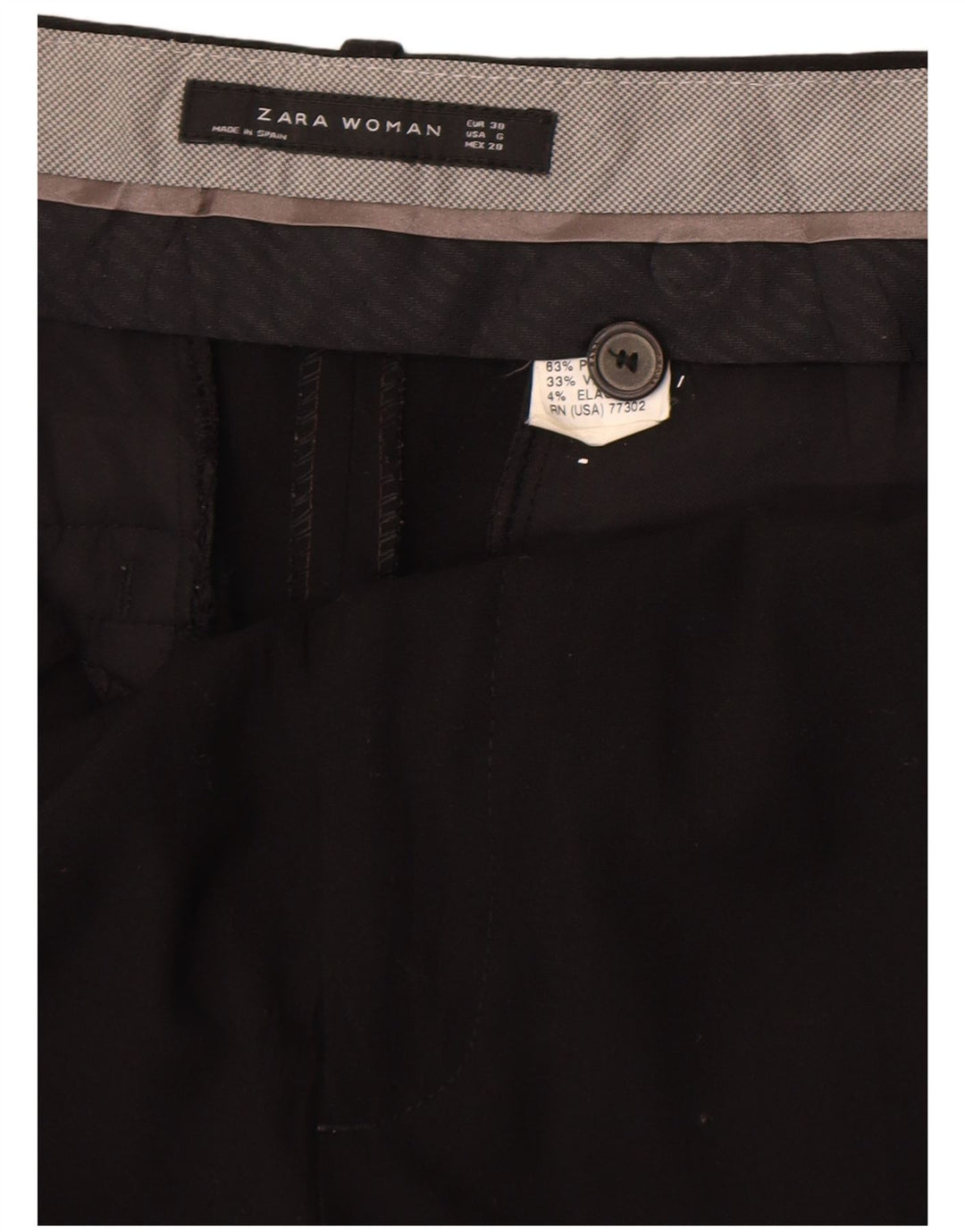 Zara Γυναικείο ίσιο παντελόνι Chino EU 38 Small W28 L31 μαύρο πολυεστέρα