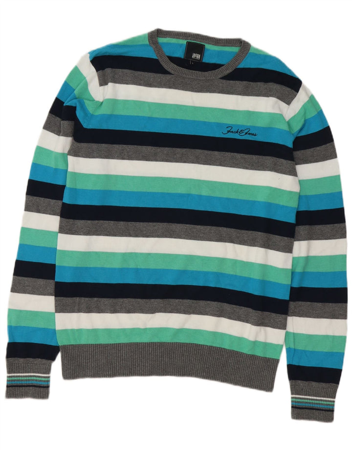 Jack & Jones Ανδρικό πουλόβερ με λαιμόκοψη μεγάλο, πολύχρωμο ριγέ