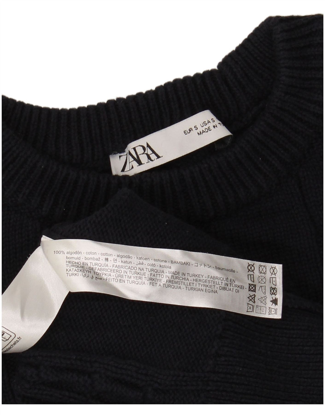 Ανδρικό πουλόβερ Zara Crew Neck Jumper Μικρό Ναυτικό Βαμβακερό