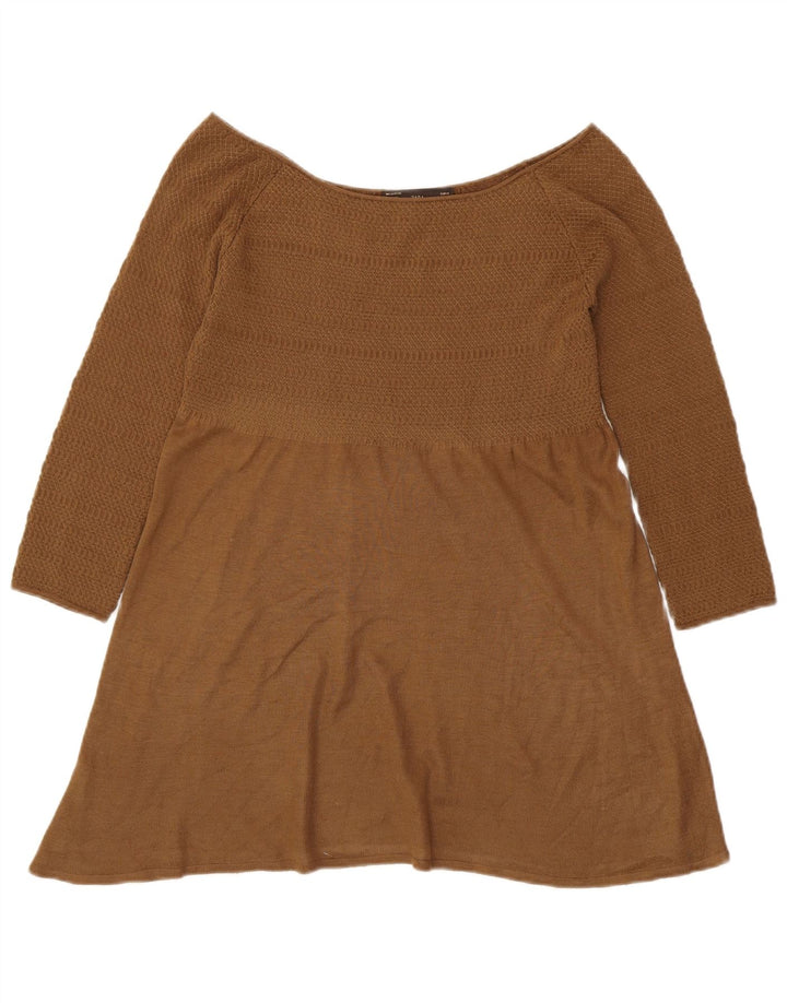Zara Womens Off Shoulder Top UK 12 Medium Brown