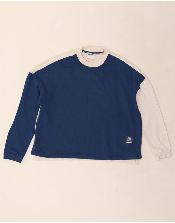 REEBOK Γυναικείο φούτερ μεγάλου μεγέθους Jumper UK 16/18 Large Blue Colourblock