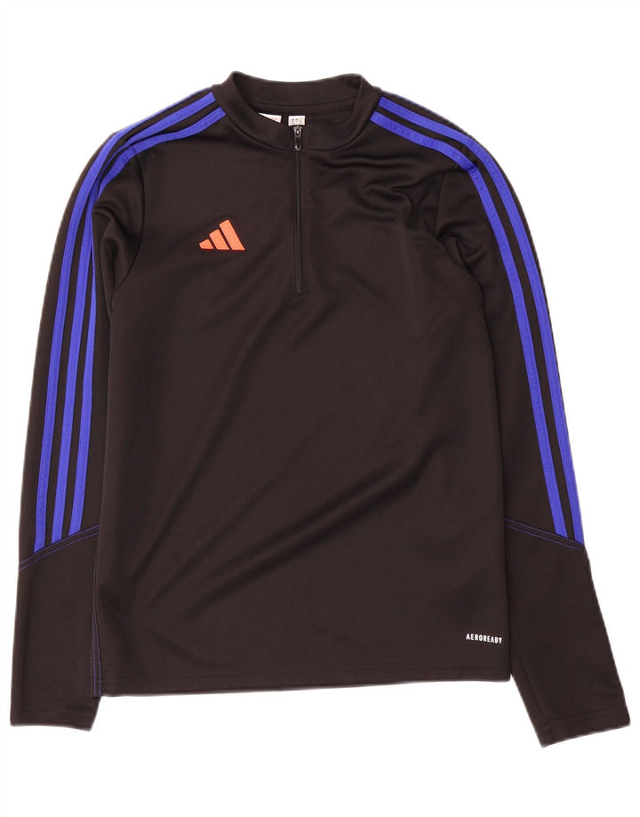 Adidas Boys Aeroready φόρμα πουλόβερ με φερμουάρ 13-14 ετών Μαύρο