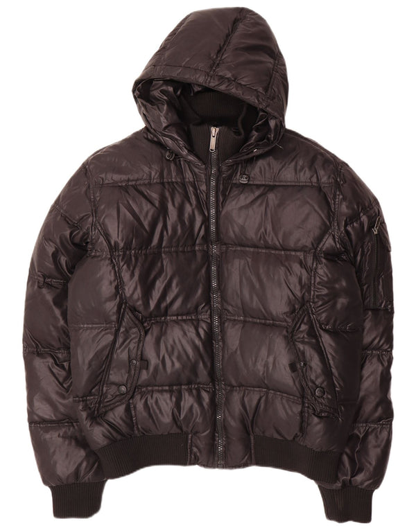 BOMBOOGIE Ανδρικό μπουφάν με κουκούλα UK 44 2XL μαύρο πολυεστέρα