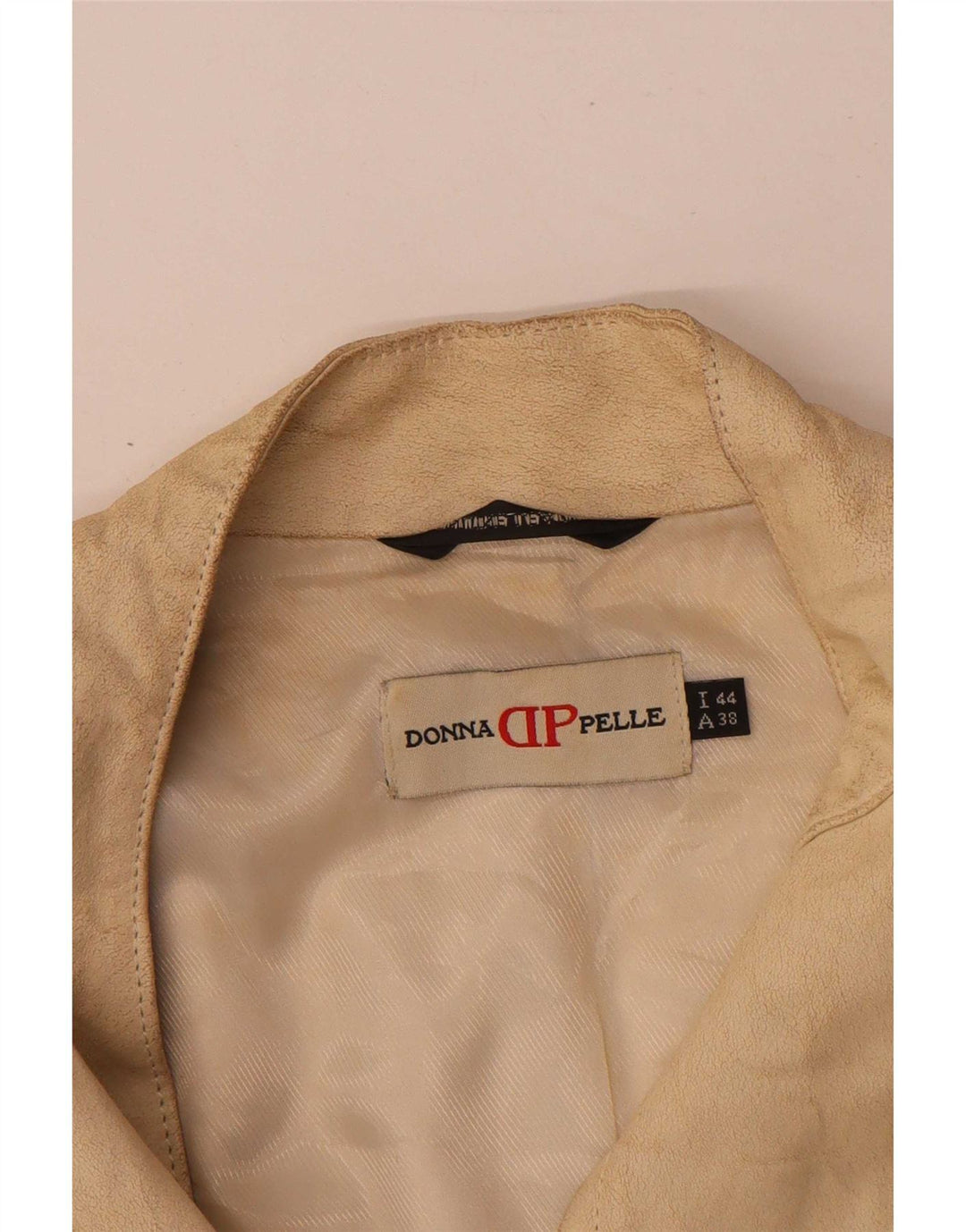 Donna Pelle Γυναικείο Crop Δερμάτινο Μπουφάν IT 44 Medium Beige