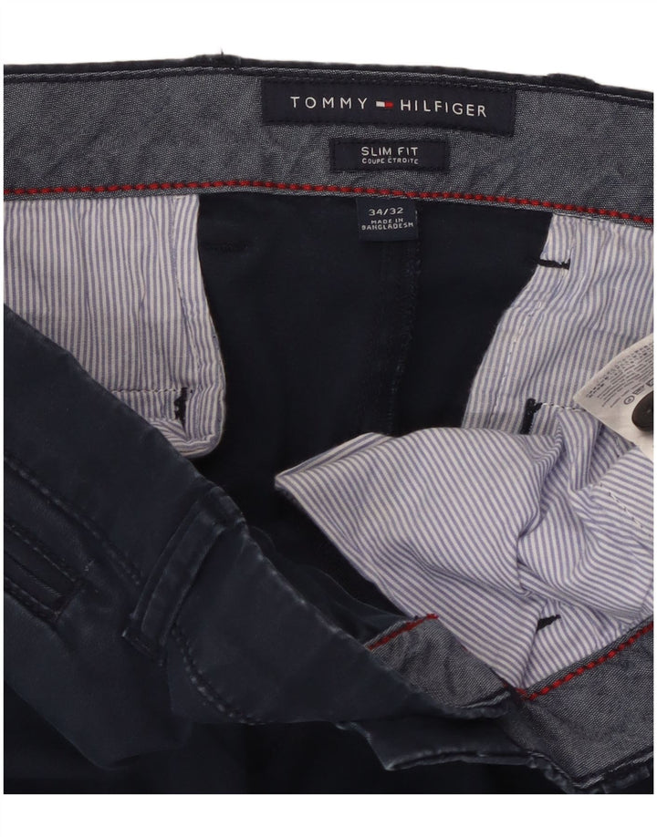 TOMMY HILFIGER Ανδρικό παντελόνι Chino Slim Fit W34 L32 Navy Blue Cotton