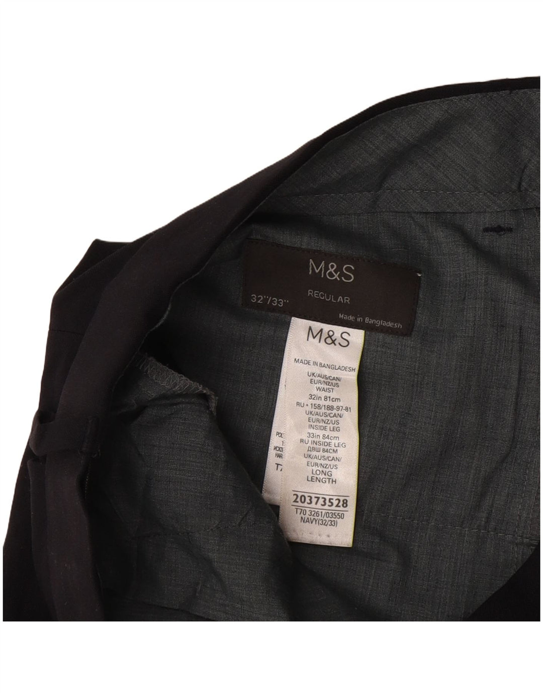 Marks & Spencer Ανδρικό κανονικό ίσιο παντελόνι Chino W32 L33 Navy Blue