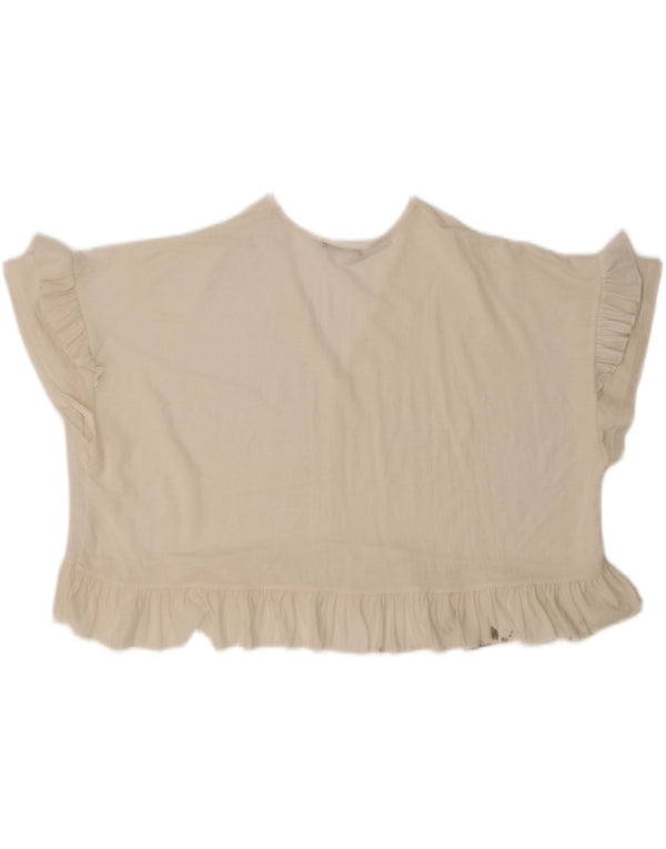 Zara Γυναικεία Μπλούζα Oversized Crop Top UK 14 Medium Off White
