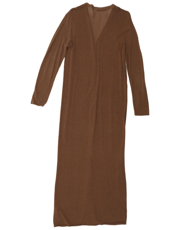 Zara Γυναικείο Ζακέτα Longline UK 10 Small Brown Βαμβακερό