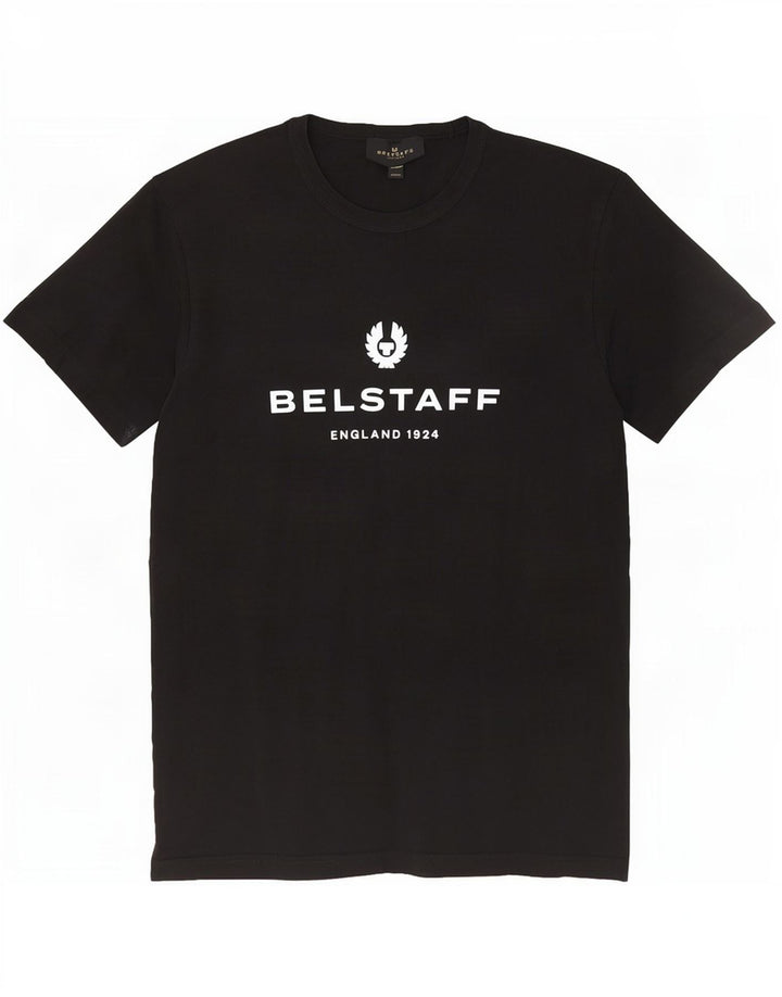 Belstaff Ανδρικό γραφικό T-Shirt Top μεγάλο μαύρο βαμβακερό