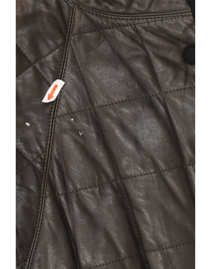 Vintage γυναικείο δερμάτινο παλτό UK 12 Medium Black