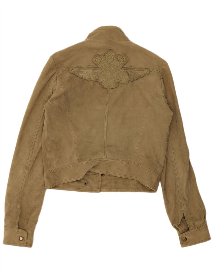 Aeronautica Militare Γυναικείο σακάκι σουέντ IT 42 Medium Khaki Leather