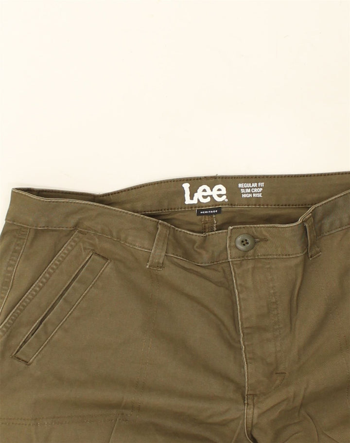 LEE Womens Regular Fit High Waist Slim Cropped Trousers W32 L24  Khaki | Vintage Lee | Thrift | Second-Hand Lee | Used Clothing | Messina Hembry 