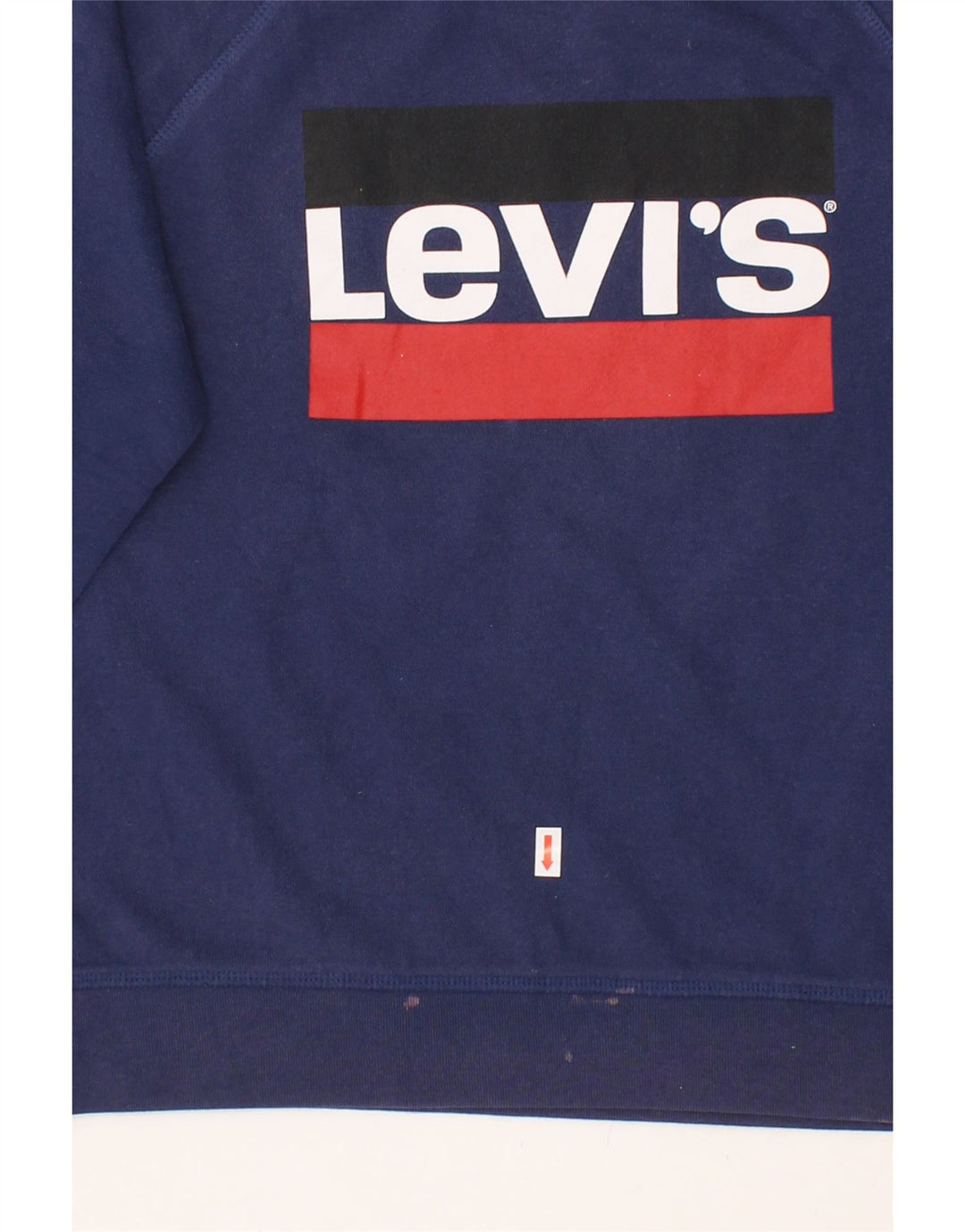 LEVI'S Womens Graphic Sweatshirt Jumper UK 14 Medium Navy Blue Cotton Vintage Levi's and Second-Hand Levi's from Messina Hembry 