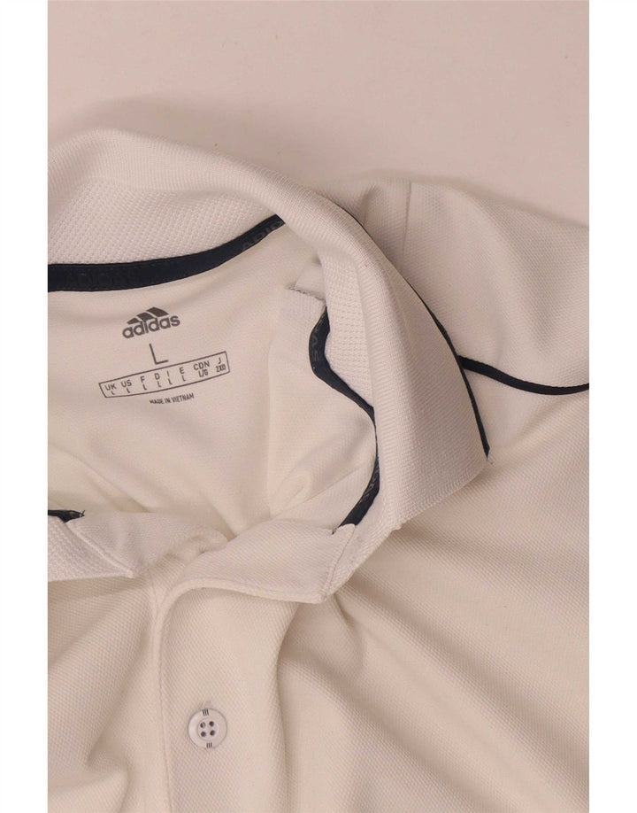Ανδρικό πουκάμισο Adidas Polo μεγάλο λευκό πολυεστέρα