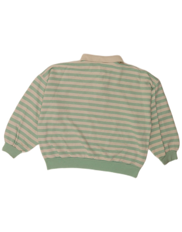 Vintage γυναικεία φούτερ Jumper UK 14 Large Green ριγέ ρετρό